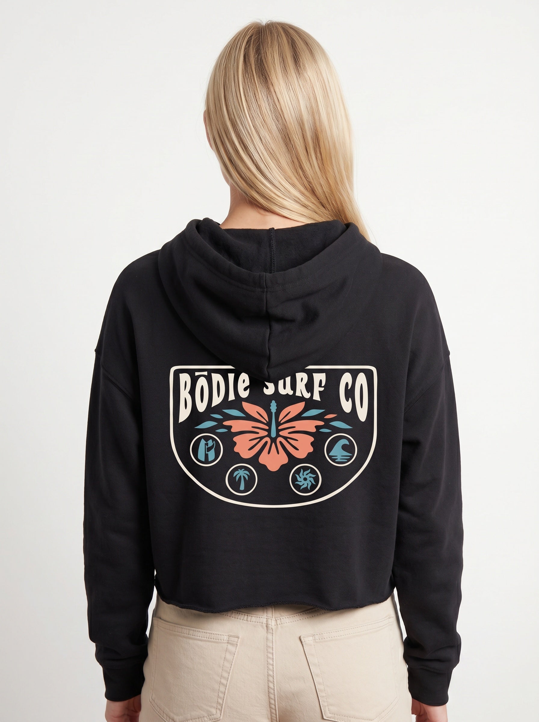 Hibiscus Cropped Hoodie