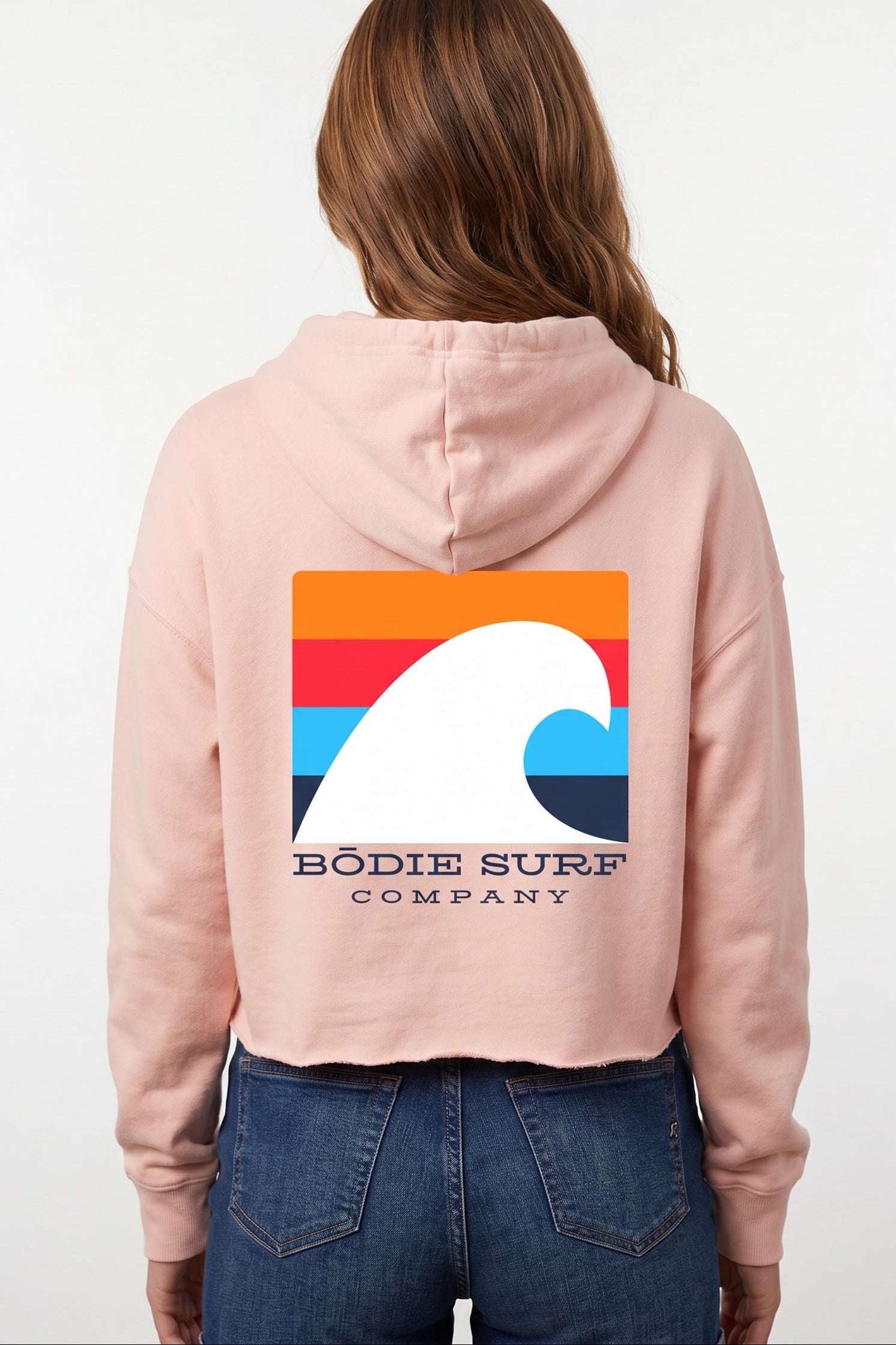 White Wave womens cropped hoodie