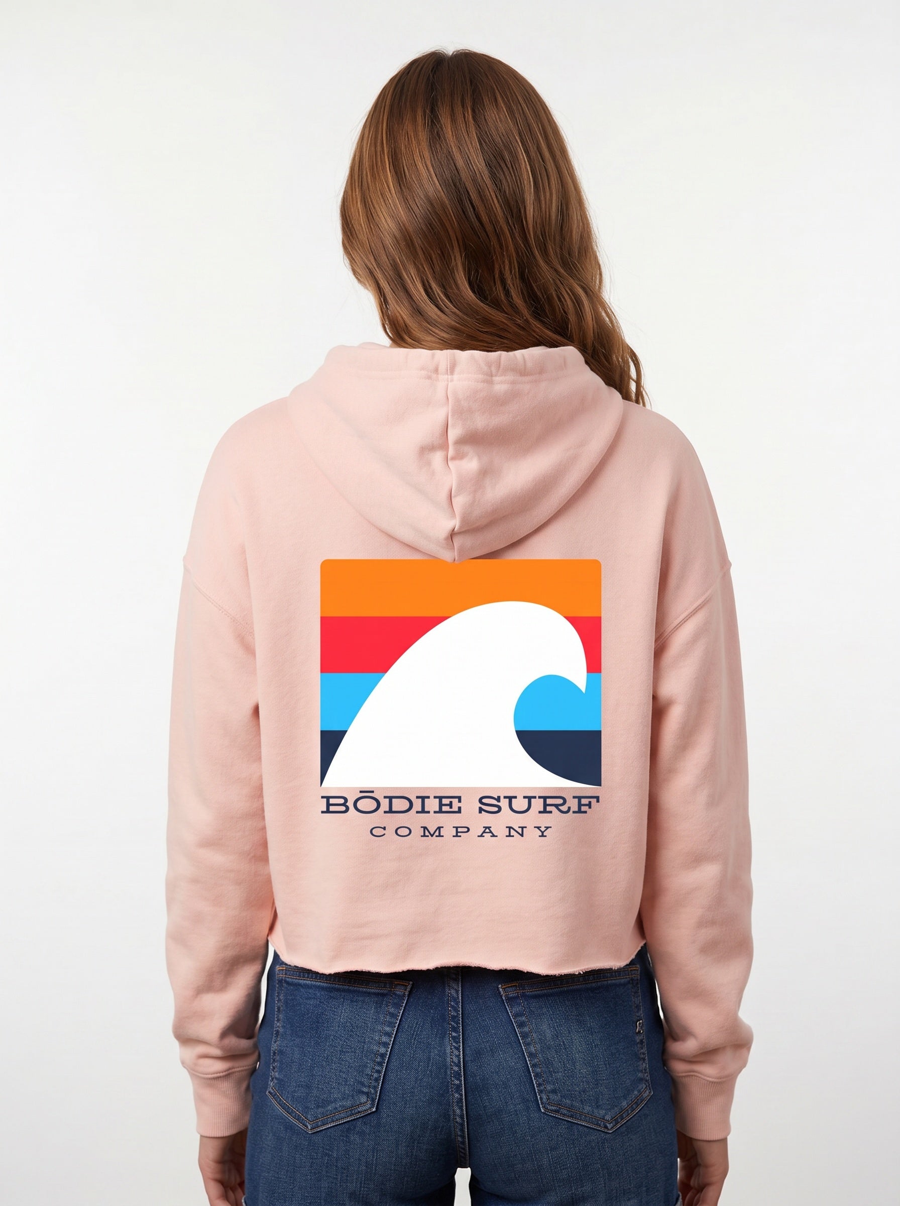 White Wave womens cropped hoodie
