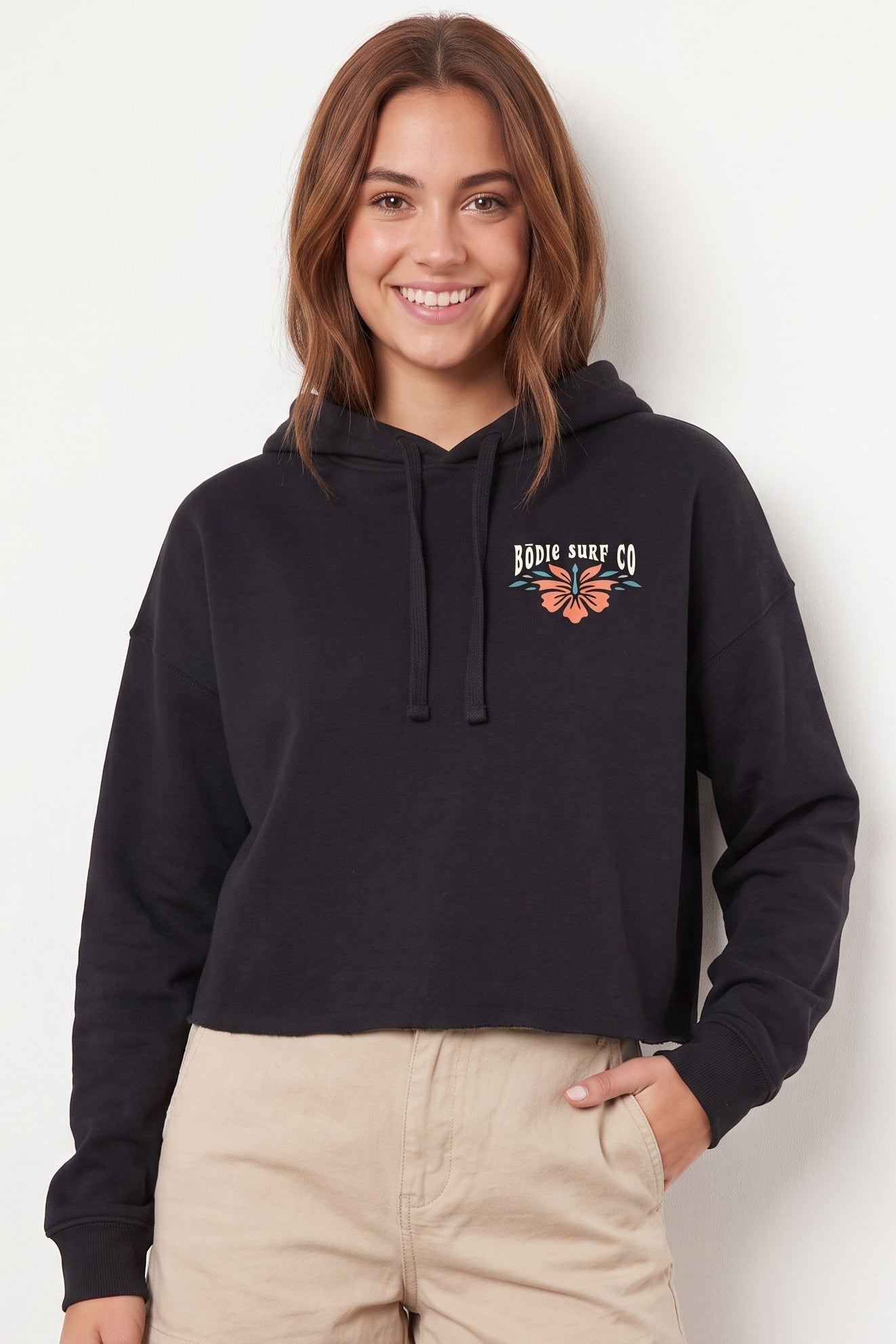 Hibiscus Cropped Hoodie