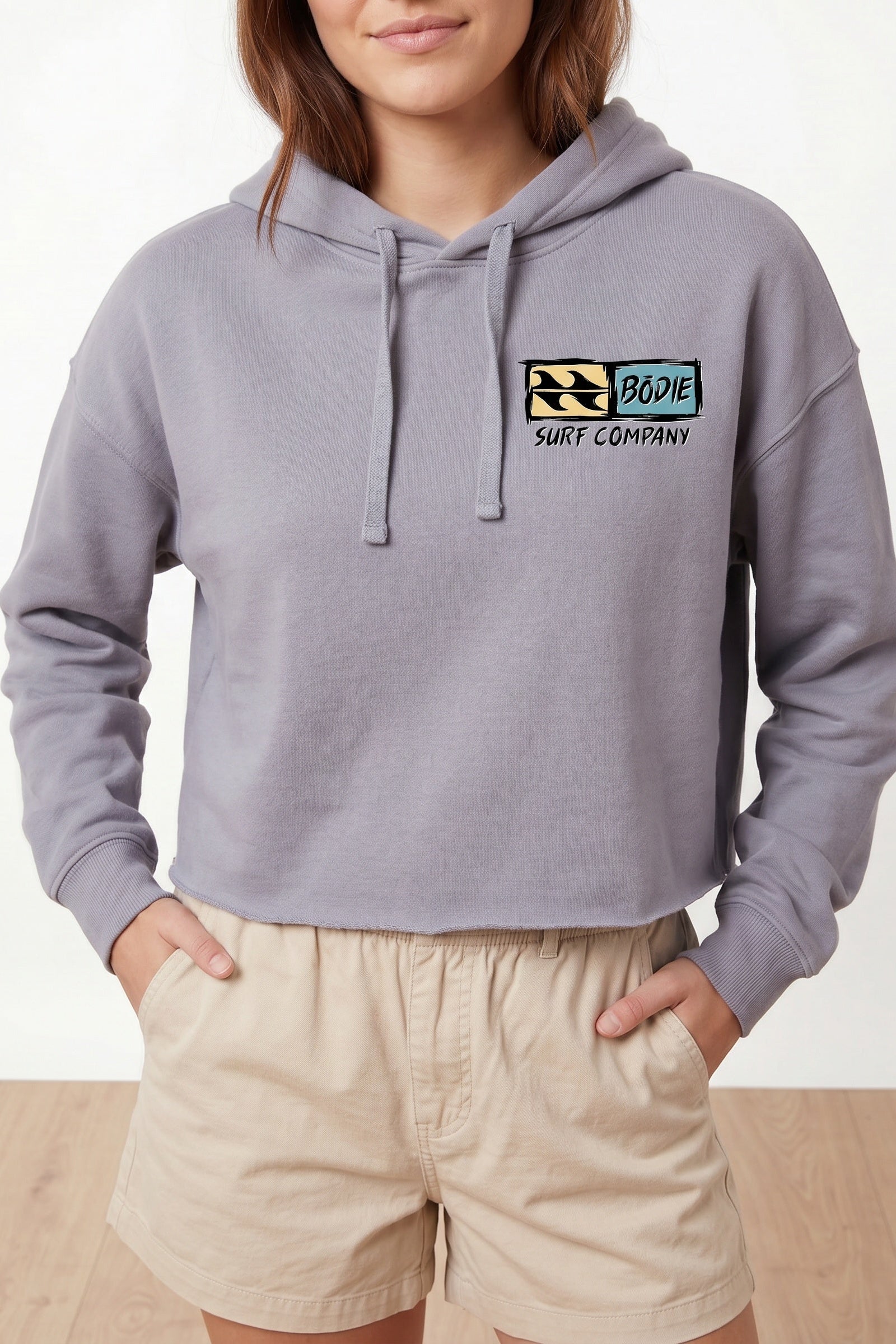 Distressed Logo Cropped Hoodie