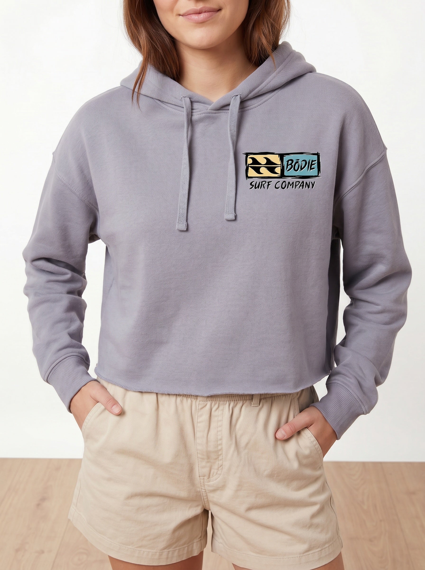 Distressed Logo Cropped Hoodie
