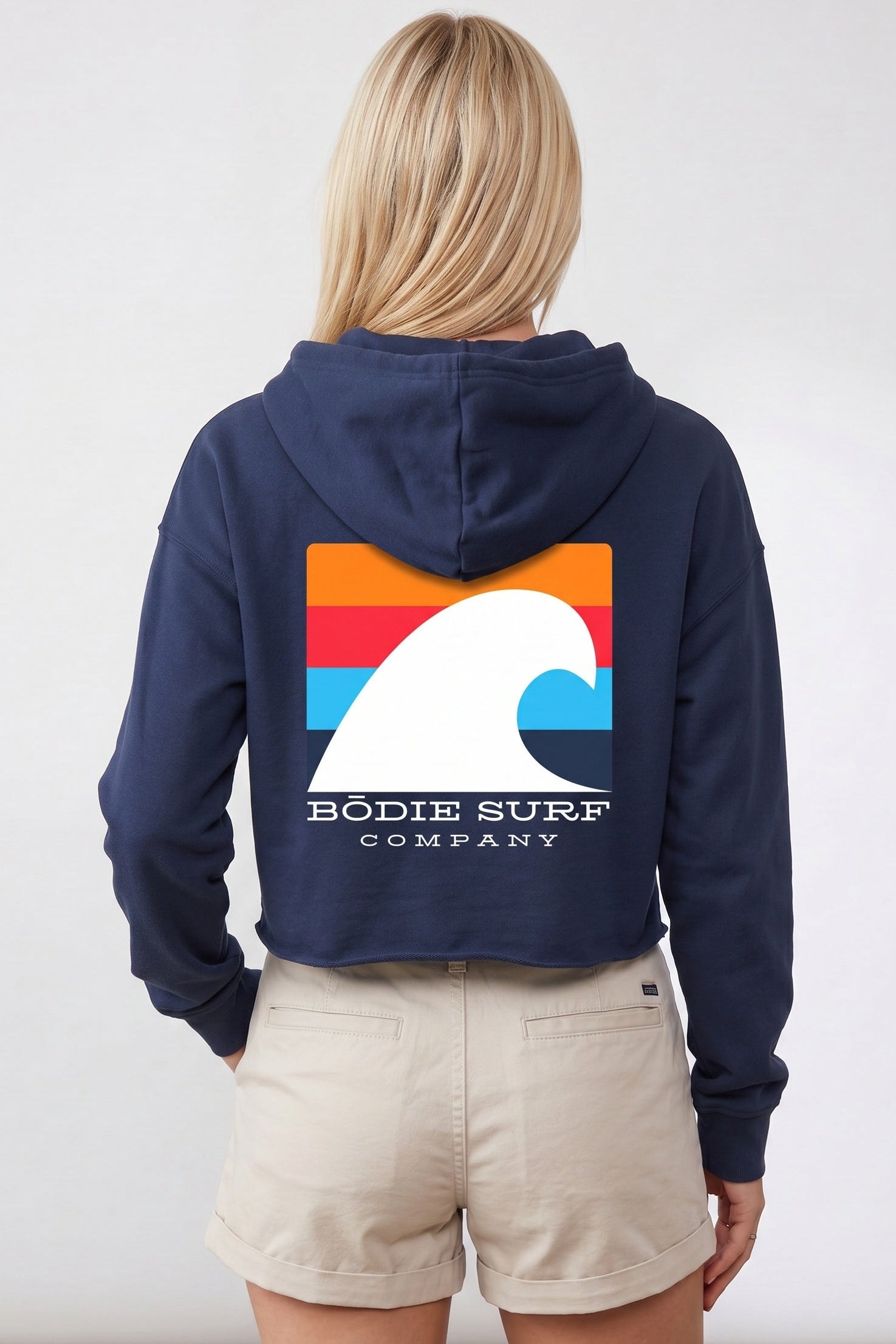 White Wave womens cropped hoodie