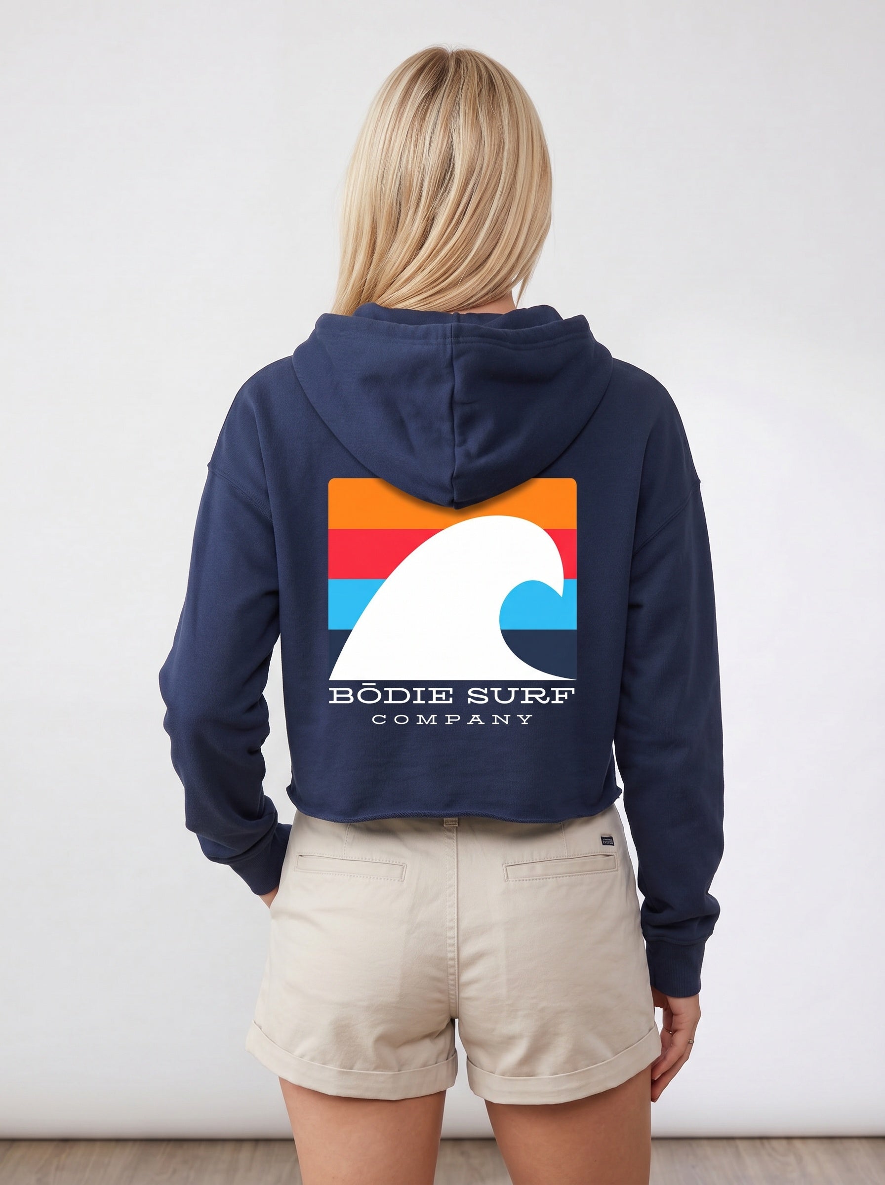 White Wave womens cropped hoodie
